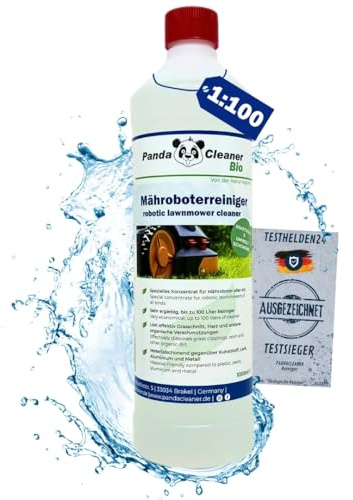 PandaCleaner Limpiador de robot para cortacésped, 1 L, alto concentrado 1:100, accesorio para cortacésped Bosch, Einhell, Gardena, Husqvarna, Stihl, Wolf-Garten, Worx, Robomow, etc.