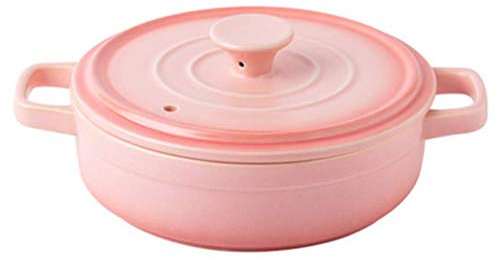 Ceramics Casserole,Ceramics Casserole,Stoneware Small Cocotte,Round Casserole Dish With Lid,Stew Pot,Dutch Oven (Pink 0.87L)