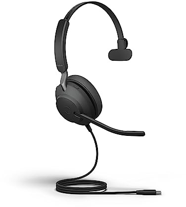 Jabra Evolve2 40 SE Wired Mono Noise-Cancelling Headset - Features 3-Mic Call Technology and USB-C Cable - Works with All Leading Unified Communications Platforms Such as Zoom and Google Meet - Black
