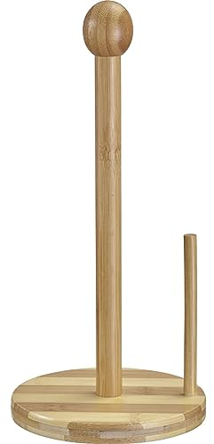 Westmark Portarotolo – stabile portascottex da cucina, dispenser da appoggio con dispositivo di strappo per tutti i comuni rotoli da cucina, base stabile – bambù, acciaio inox