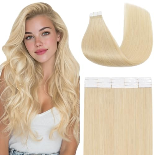 Benehair Tape in Extension Echthaar, Invisible Tape Extensions Echt Haar, 20Pcs 20g Haarverlängerung Echthaar Tapes, Remy Natural Tapes Extensions Menschenhaar, 30CM Helles Blondes #613