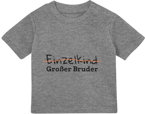 Baby Tshirt in Grau meliert 0-36 Monate Geschenk zur Geburt an den großen Bruder Kein Einzelkind mehr, jetzt oder Bald EIN großer Bruder T-Shirt für Kleinkind 0, 1, 2, 3 Jahre