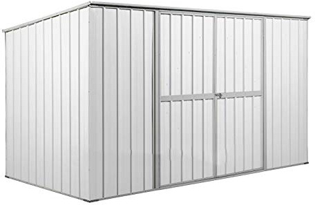 Notek Box in Acciaio Zincato Casetta da Giardino in Lamiera 3.45 x 1.86 m x h1.92 m - 98 kg – 6 Metri Quadri – Bianco