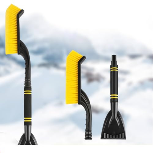 VADO VLTRA 2-in-1 Eiskratzer und abnehmbare Schneebürste Auto Eiskratzer mit Schaumstoffgriff für Windschutzscheibe Windschutzscheibe von Autos, LKWs, SUV (Gelb)