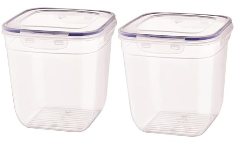 Best House | Small Food Storage Containers | Square | 1950ml | Pack of 2 | Deep Clear Plastic Storage Box | Airtight | BPA Free Grocery Storage, Cereal Dispenser Storage Container with Lids