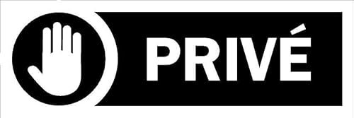 Private, black informational sign FR092 - Self adhesive sticker (150mm x 50mm)