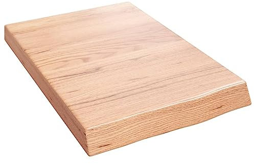 Makastle Waschtischplatte Holzbohlen Ideal für Aufsatzwaschbecken, Tischplatte Holzplatte Baumkanten-Platte für Heimwerker, Arbeitsplatten, Hellbraun 40x60x(2-6) cm Massivholz Behandelt