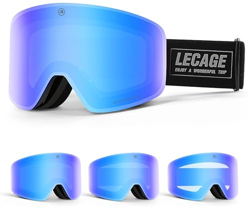 Skibrille Selbsttönend-Photochrome für Verschiedene Lichtverhältnisse, Rahmenlose Schneebrille: Ultra HD & Breitere Sicht, Anti-Nebel UV400 OTG, Brille Helmkompatibel für Ski/Snowboard, Herren Damen