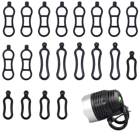 SHAPEPOTY Fahrrad Stretch Gummiringe, Fahrrad Silikonband, 20er Pack Taschenlampe Elastisches Band Halterung, Fahrrad Befestigungsriemen Silikon für Taschenlampe Fahrradlicht, Schwarz