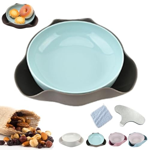 Vgpbphj Shell Collecting Snackschale, Pistazienschale mit Muschelaufbewahrung, Doppelschale Nussschale, Doppelschale Snackschale für Pistazien, Erdnüsse, Edamame, Kirschen, Nüsse (Grau)