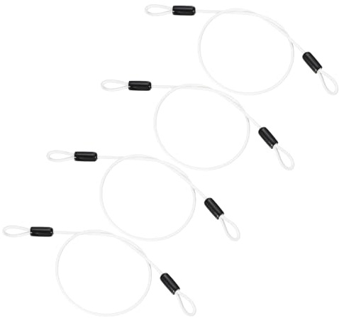 PATIKIL 1/8 tum dia vinylbelagd rostfritt stål kabel med öglor, 4 st 50 cm (0,5 tum) flexibel vajer säkerhetskedja snoddlås för utomhusscenbelysning bagagelås, vit