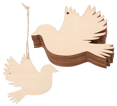 Operitacx 20 Stück Holzvogel Anhänger Unlackiert Mit Hanfschnur Zum Bemalen Vogel Holz Friedenstaube Ornamente Für Hochzeit Geburtstagsfeier Und Weihnachtsdeko Diy Basteln