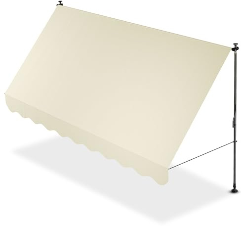 Juskys® Klemmmarkise Kapstadt 350x120 cm - Höhenverstellbar & UV-beständig - Balkon & Terrasse - Wetterfest & Sichtschutz - Terrassenüberdachung Beige