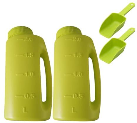 Snows Salzstreuer - 2 Packungen Rasensamenstreuer, 2 l Handstreuer für Rasensamen, Düngerstreuer, Unkraut und Futterstreuer, Erntestreuer, Eisschmelzspender mit Schaufel, verstellbare Lochgröße