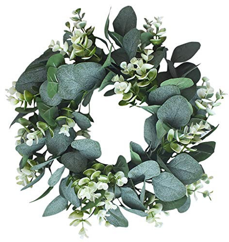 Eukalyptus-Kranz für die Haustür 33 cm/13 Zoll Frühlingskranz für Osterdeko Frühlingsdeko für Draußen Türkranz Wandkranz Lebensechte Künstliche Kleine Türkranz-Dekoration für Bauernhaus