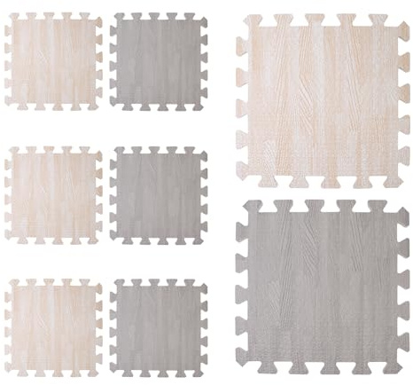 8 PCS Soundproof Interlocking Rug Pad, 11.8 x 11.8 x 0.4 Inch Non Slip Rug Pads, Foam Rug Mat Noise Reduction Puzzle Carpet Padding Protects and Adds Cushion for Hardwood Floors