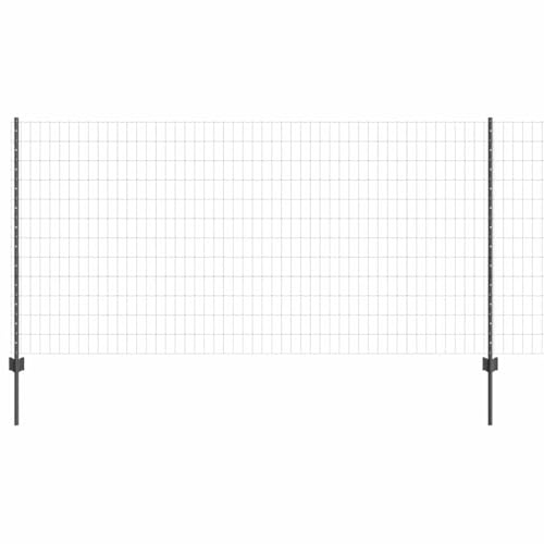vidaXL Stängsel med stolpe Grå 1,2 x 25 m Stål och PVC, Justerbar utomhusavskiljare, modern trädgårdsgrind, hållbar avdelare, mångsidig privacypartition för bakgårdar