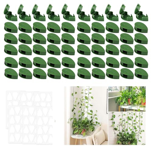 LUMOOM 60 Stück Pflanzenclips für Kletterpflanzen, Pflanzenhalter Wand, Pflanzenclips Wand, Selbstklebende Pflanzenwand Kletterpflanzen Halterung, für Garten Balkon