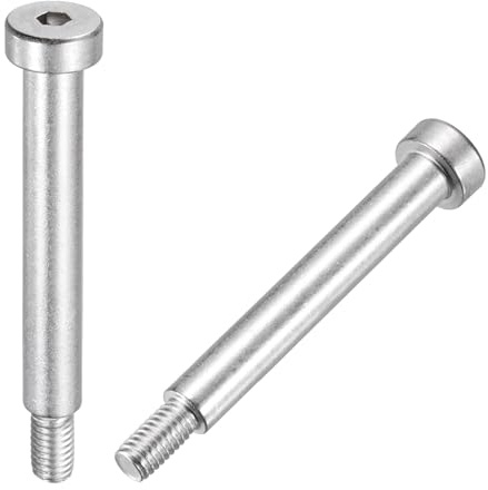 sourcing map 2 Pcs 304 Stainless Steel Shoulder Bolt 8mm Shoulder Dia 55mm Shoulder Length M6x1 Thread Hex Socket Shoulder Bolts for Hydraulic Injection Molding Machinery Industries