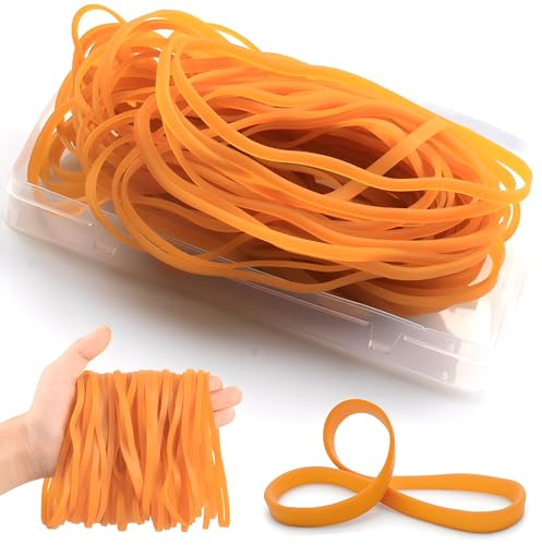 Sandphyrre Großes Gummibänder Set, 50 Stück Gummiringe aus Natürlichem Kautschuk, 5 mm Breit, 15 cm Länge Haushaltsgummis, Gummibänd für Büro, Zuhause und Schulbedarf (Gelb)