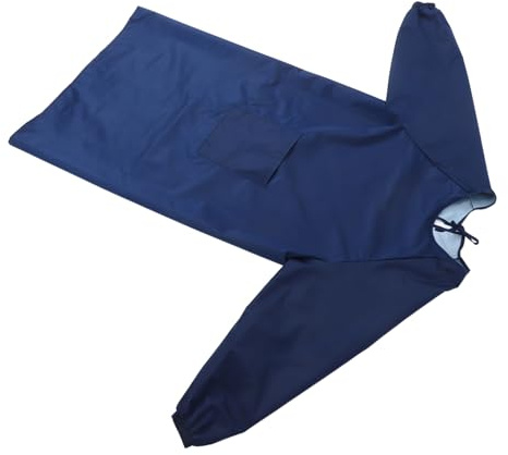 Operitacx Oilproof Long Sleeve Apron with Pockets Loose Fit Kitchen Workwear for Men and Women Durable Protective Smock for Household Chores and Painting in Dark Blue