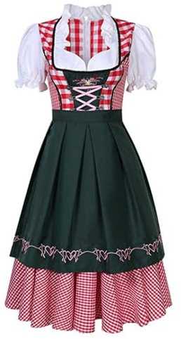 Générique Costume Dirndl Femme Événement - Robe Bavaroise Traditionnelle Style Oktoberfest (Fête de la Bière) - Jupe Évasée, Corsage - Déguisement Festival, Carnaval