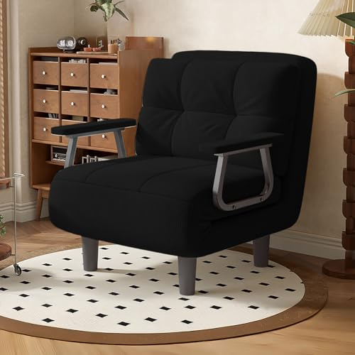 Fabulcozy 1-Sitzer, umwandelbar, Schlafsofa, Sessel, großer Komfort, abnehmbar, mit Kissen, Armlehnen und Füßen aus Metall