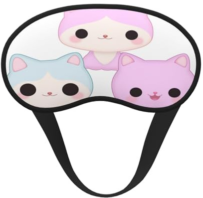 Anime Katzen Schlaf-Augenmaske, weich und bequem für Männer und Frauen, bequeme Schlafmaske