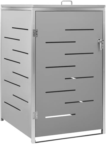 Cache Poubelle Extérieur, Abri Rangement de Poubelle 69x77,5x112,5 cm INOX