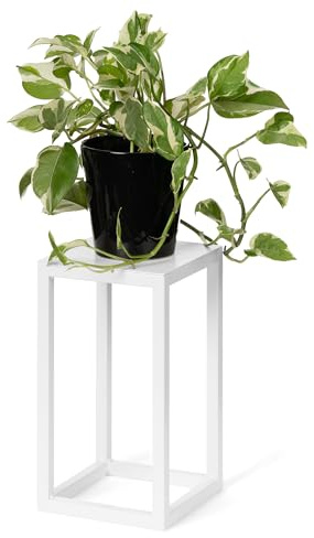 LAMO Manufaktur Soporte para plantas de metal blanco 28 cm | Soporte macetas interior pequeño en salón, dormitorio | Moderna estantería para flores de boda, pedestal de esculturas, decoraciones
