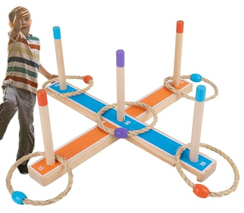 Jeux d'anneaux de Lancer pour – Bois 40 x 4,5 cm | Jeu de Lancer d'anneaux, Jeu de dans Le Jardin | Équipement de Jeu de Coordination d'activités familiales pour, Anniversaire