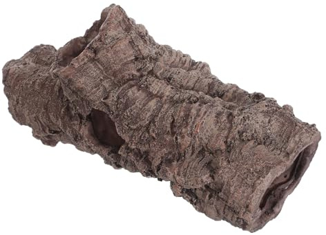 HYTROVE Reptil Gömställe Trädstam Grotta i Harts Terrariumlandskap för Akvarium Säkert Gömställe för Fisk och Reptiler Främjar Aktivitet och Stressreduktion Öppningar