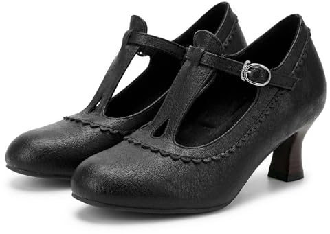 Women's Sweet Brogue Shoes Bow Stacked Cone Heels Mary Jane Pumps High Top