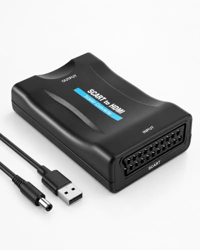 Adaptador de Euroconector a HDMI 4K, Convertidor Scart a HDMI 1080p | con Entrada PAL NTSC, Soporta Resolución 720P/1080P, Compatible con Reproductores DVD, VHS, Consolas Retro, TV y Proyectores