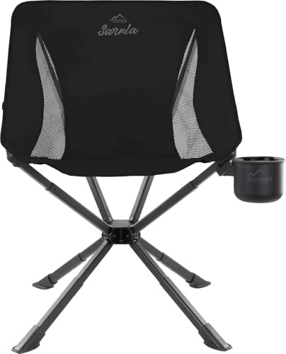normani Leichter Camping Klappstuhl Angelstuhl - extra stabil mit Getränkehalter und kleinem Packmaß Schwarz OneSize