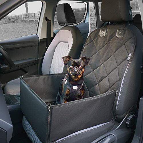 AHUKU Dog Car Seat with Seat Belt and Strong Padded Sides - Waterproof Pet Booster Seat Cover - for Small / Medium Dogs and Puppies