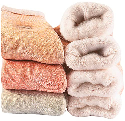 Womens Super Thick Wool Socks Thermal Warm Knitting Ladies Soft Comfort Socks for Winter(Pack of 3-5), Multicolor
