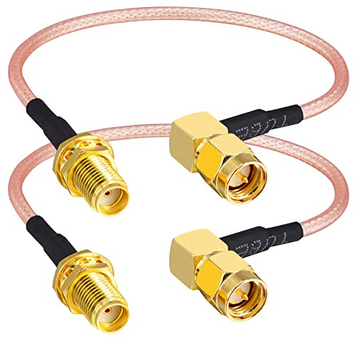 Boobrie Câble SMA 15CM SMA Femelle à SMA Mâle à Angle Droit Rallonge SMA Coudé RG316 15CM Câble d'Antenne WiFi Câble SMA Mâle 90 Degrés Connecteur SMA Femelle de Cloison pour Antenne WiFi 2PCS