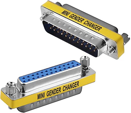 Fielect DB25 VGA Gender Changer 25 Pin Female to Male 2-Row Mini Gender Changer Coupler Adapter Connector for Serial Applications Blue Pack of 1