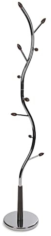VERSA Swindon Appendiabiti da Terra in Stile Minimalista, Attaccapanni da Terra per Ingresso, con 9 Ganci o Appendiabiti, Misure (A x L x l) 185 x 30 x 30 cm, Metallo, Colore Argento