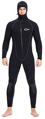 Wetsuits Homme Ultra Stretch 7Mm Néoprène Combinaison De Plongée, l'hiver Au Chaud Avant Zip Complet De Plongée Body pour La Plongée sous-Marine Plongée Natation,M