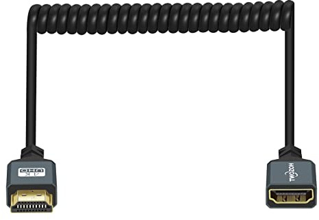 Twozoh HDMI Verlängerungskabel, Stecker auf Buchse Spiralkabel für 3D/4K UHD TV, Extender 1,5M