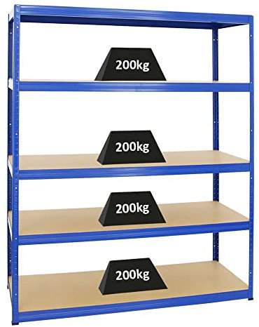 PROREGAL Schwerlastregal Giant Elephant Blau 180x150x60cm Fachlast 200kg Kellerregal, Steckregal, Garagenregal, Lagerregal
