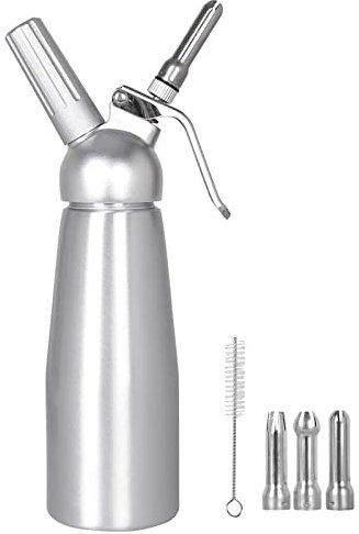 Whipped Cream Dispenser, Aluminium Cream Whipper with 3 Decorating Nozzles 500ML Cream Charger Dispenser for Cake Cheese Dessert