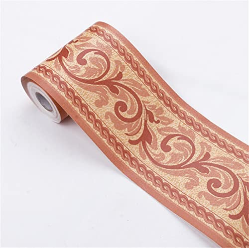 Guest Ruyunlai Bordure de papier peint Frise Murale Adhesive Bordure Papier Peint Frise Autocollante pour Cuisine, Salle de Bains, Plafond, SalonFeuilles d'avocat renoncule orange 10cm X 1000cm