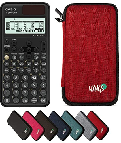 Casio fx-991DE CW ClassWiz inkl. WYNGS Schutztasche Rot - Wissenschaftlicher Taschenrechner - Basic Set