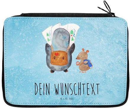 Mr. & Mrs. Panda Personalisierte Federmappe Pinguin & Maus Wanderer - Geschenke, Wandern, Stifterolle mit Namen, PersonalisierteS Federmäppchen, Ausflug, Abenteuer