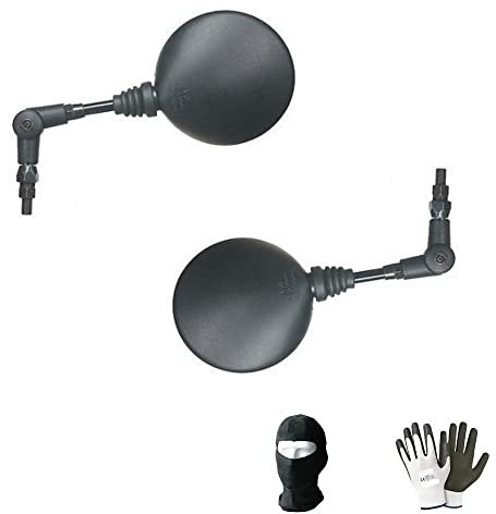 KOMPATIBEL MIT ROYAL Enfield Bullet 500 Classic Paar Lenker-RÜCKSPIEGEL FÜR MOTORRÄDER MIT 360' LIEGENDER Stange ZUGELASSENE Schwarze Spiegel IDEAL FÜR Motocross + KIT M.8 DX-SX