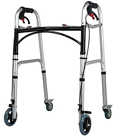 TRFAN Andador con Ruedas para Personas Mayores Aluminio Liviano, Andador de Pie con Freno de Mano para Hombres Mujeres Adultos de 6'5/6'3, Carga 180KG (Color : Andador con 4 Ruedas) (Andador con 4