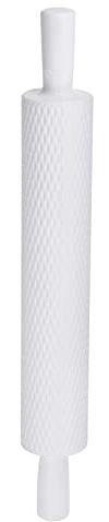 sourcing map Pattern Embossed Rolling Pin 14.57 x 1.97 Rhombus 3D Pattern PP Plastic Non-Stick Embossing Textured Rolling Pins for Baking Cookie Fondant Pastry Clay Dough, White